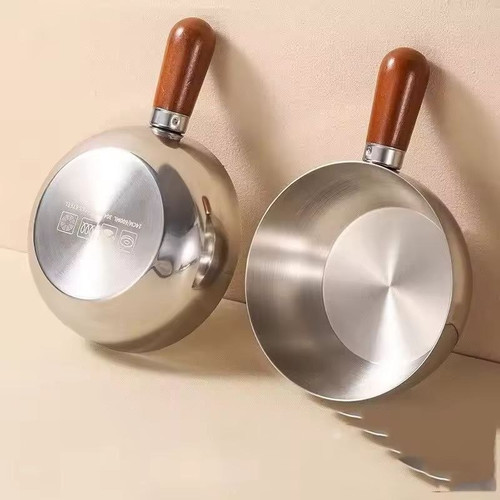 تابه استیل دسته چوبی