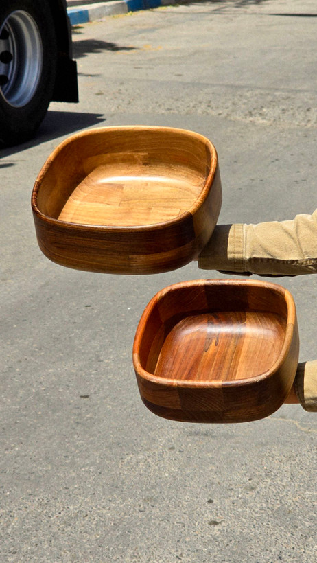 کاسه چهارگوش چوب گردو